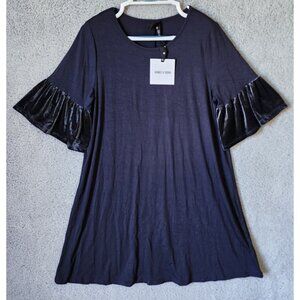NEW Agnes & Dora Women's ADORE Tunic Dress Short Velvet Bell‎ Sleeves Gray Sz L